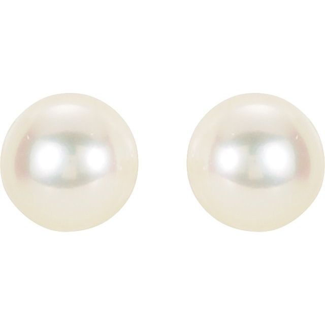 14K Yellow Panache® Cultured White Freshwater Pearl Stud Earrings