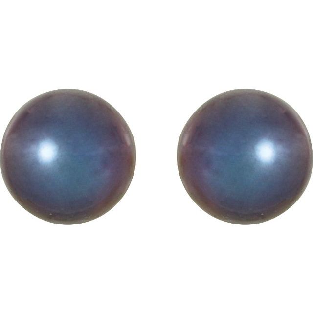 14K Yellow 5.5-6 mm Black Freshwater Cultured Pearl Earrings