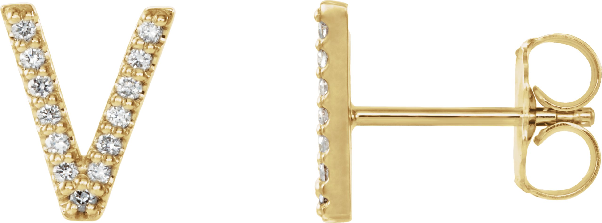 14K Yellow .04 CTW Diamond Single Initial V Earring Ref. 14383094