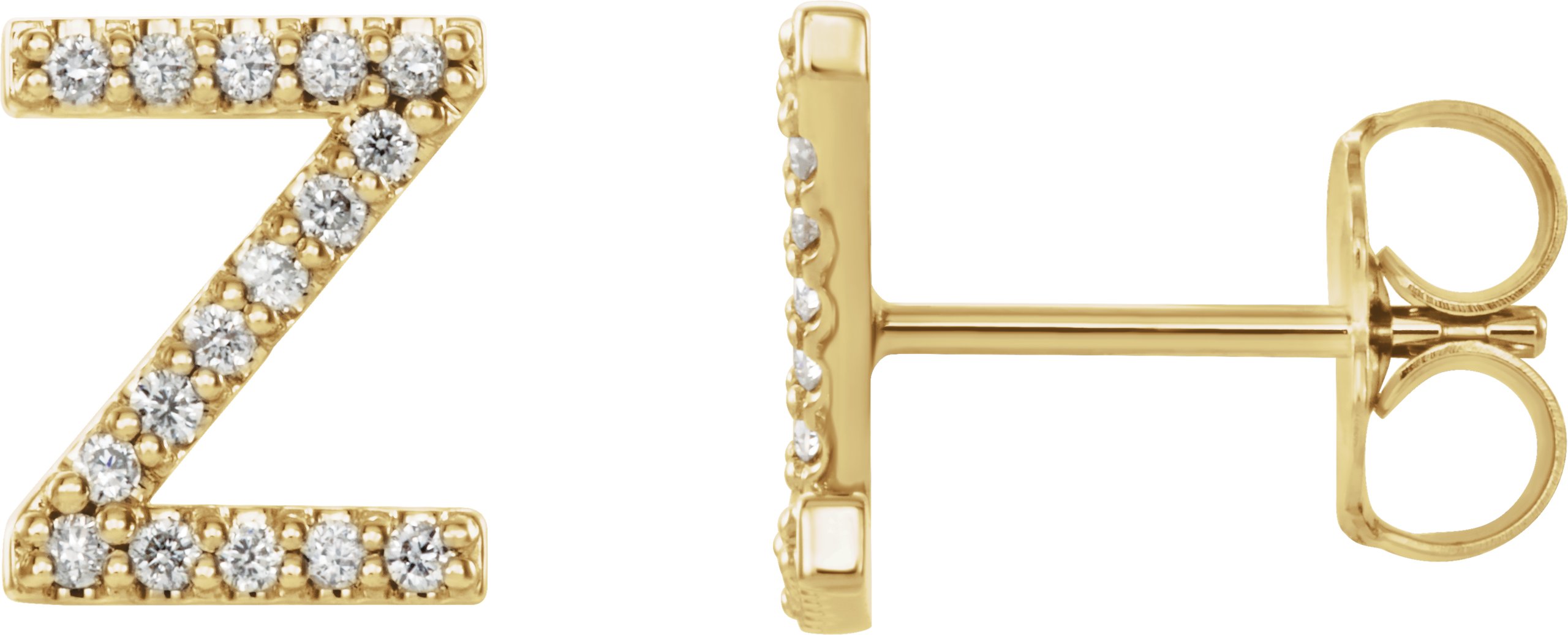 14K Yellow 1/8 CTW Natural Diamond Initial Z Earrings