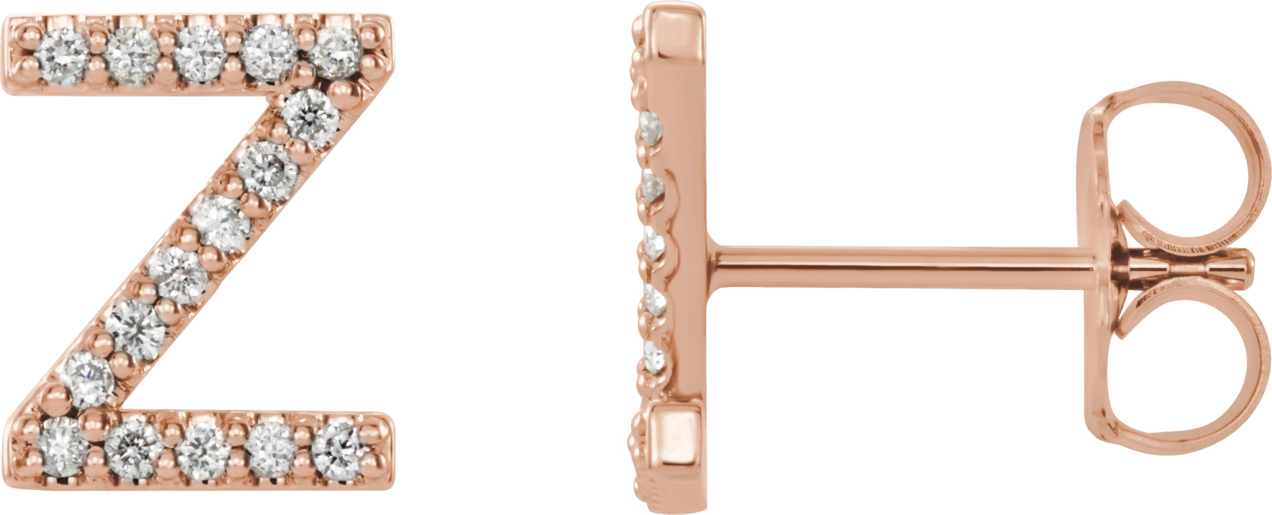 14K Rose 1/8 CTW Natural Diamond Initial Z Earrings