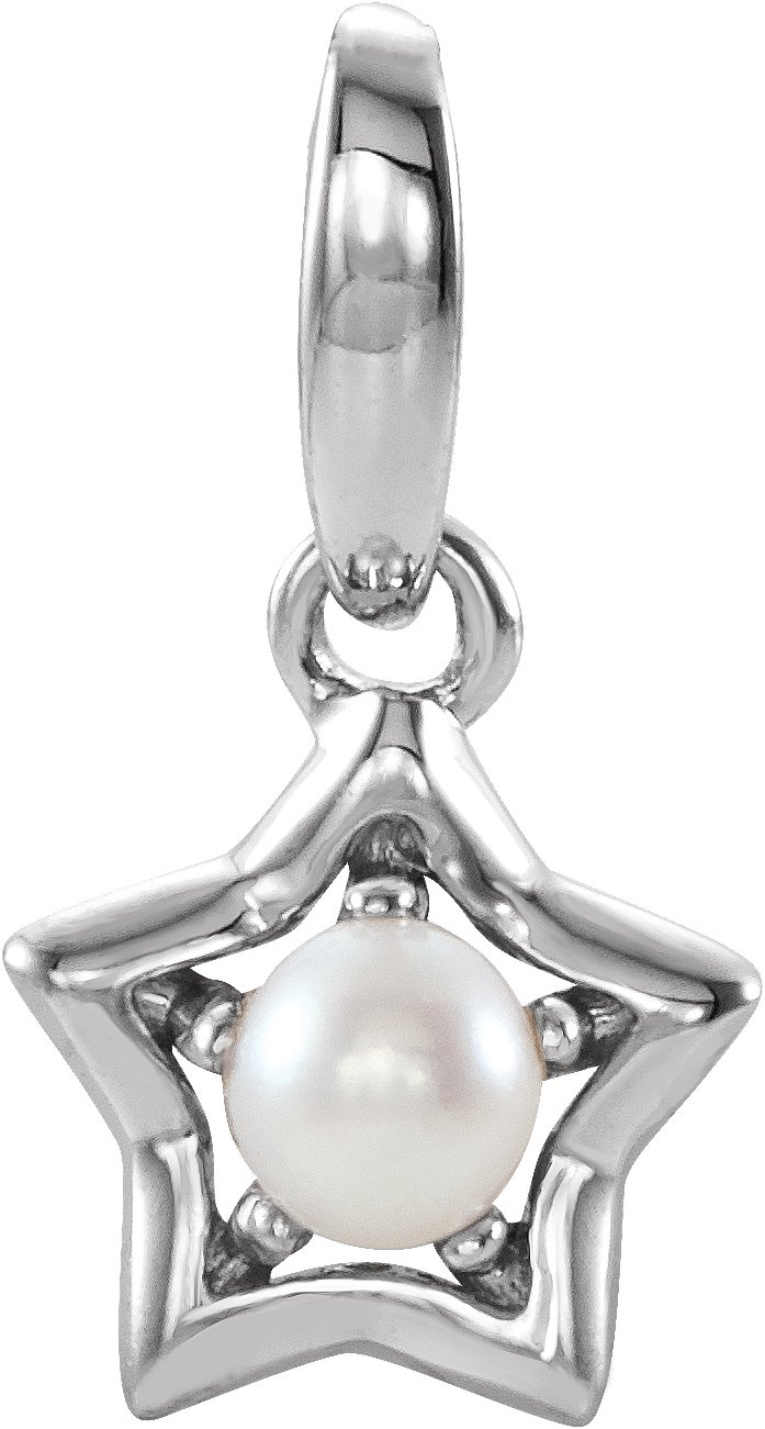 14K White 3 mm Round June Youth Star Birthstone Pendant