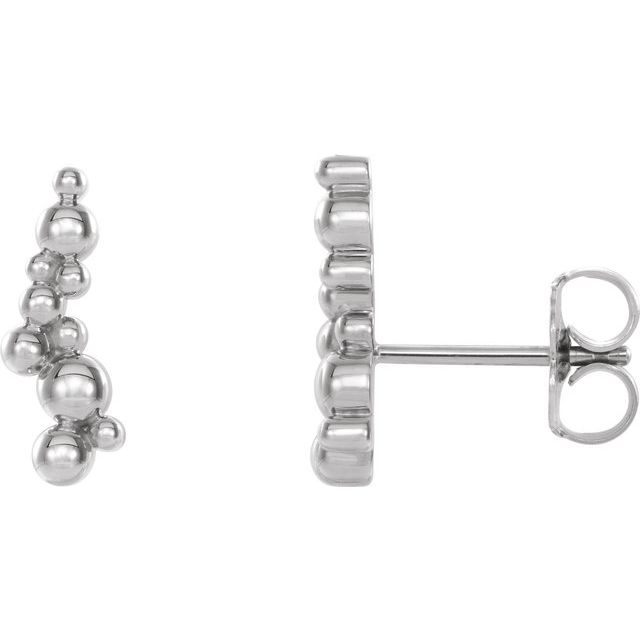 Sterling Silver Beaded Ear Climbers     