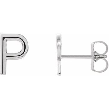 Sterling Silver Single Initial P Earring Ref. 14383085