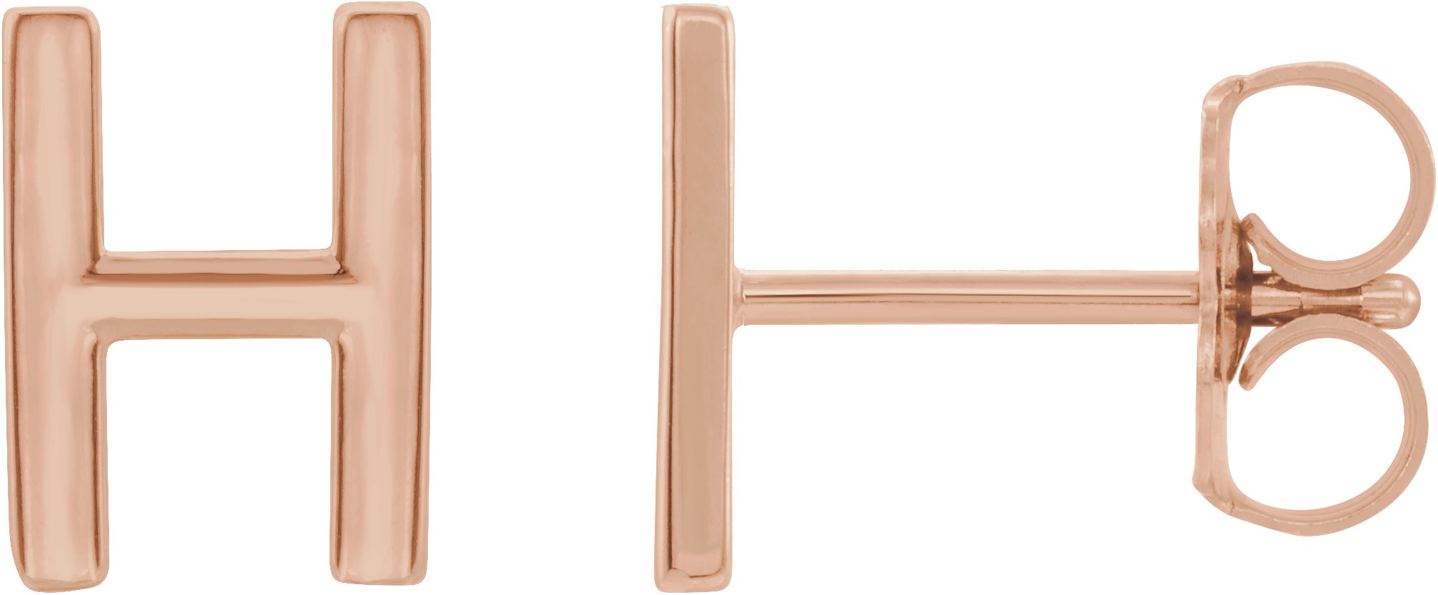 14K Rose Single Initial H Earring Ref. 14382996