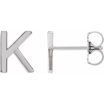 Sterling Silver Single Initial K Earring Ref. 14383193