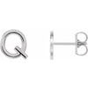 Sterling Silver Single Initial Q Earring Ref. 14383090