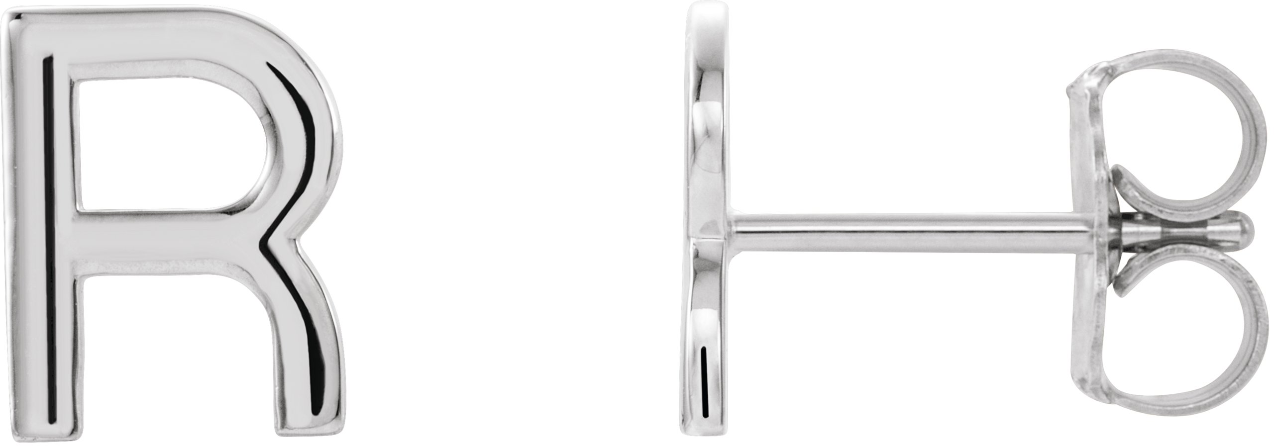 Sterling Silver Single Initial R Earring Ref. 14382916
