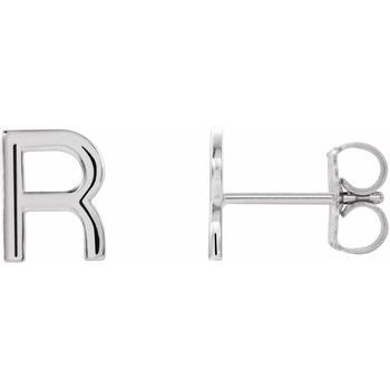 Sterling Silver Single Initial R Earring Ref. 14382916
