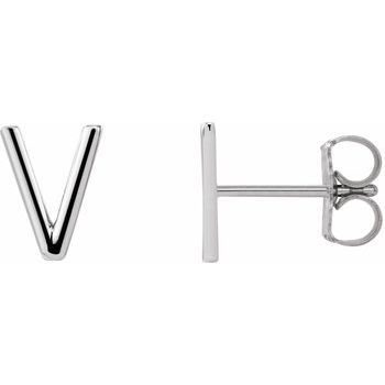 Sterling Silver Single Initial V Earring Ref. 14382963