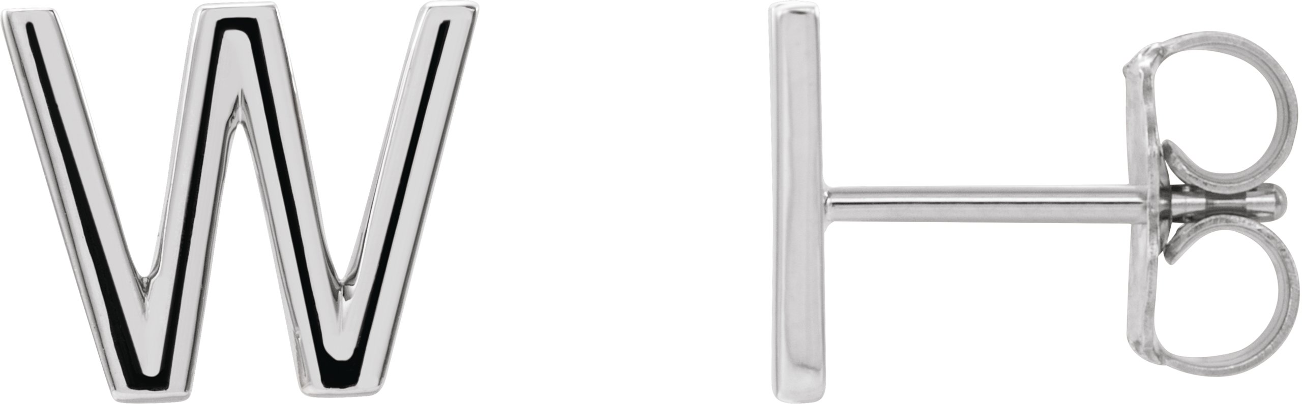 Sterling Silver Single Initial W Earring Ref. 14383317