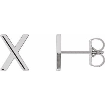 Sterling Silver Single Initial X Earring Ref. 14383156