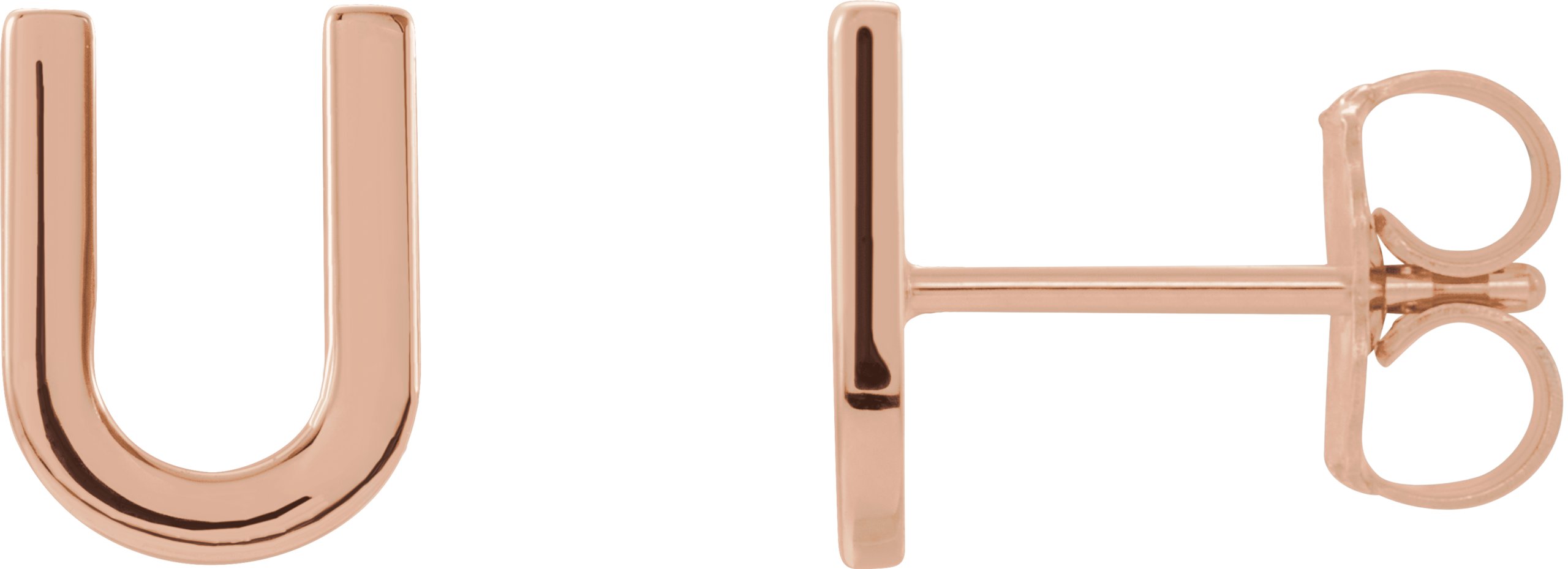 14K Rose Single Initial U Earring Ref. 14383137