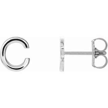 Sterling Silver Single Initial C Earring Ref. 14383132