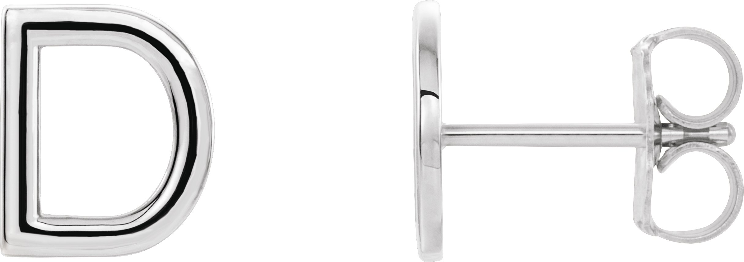 Sterling Silver Single Initial D Earring Ref. 14382956