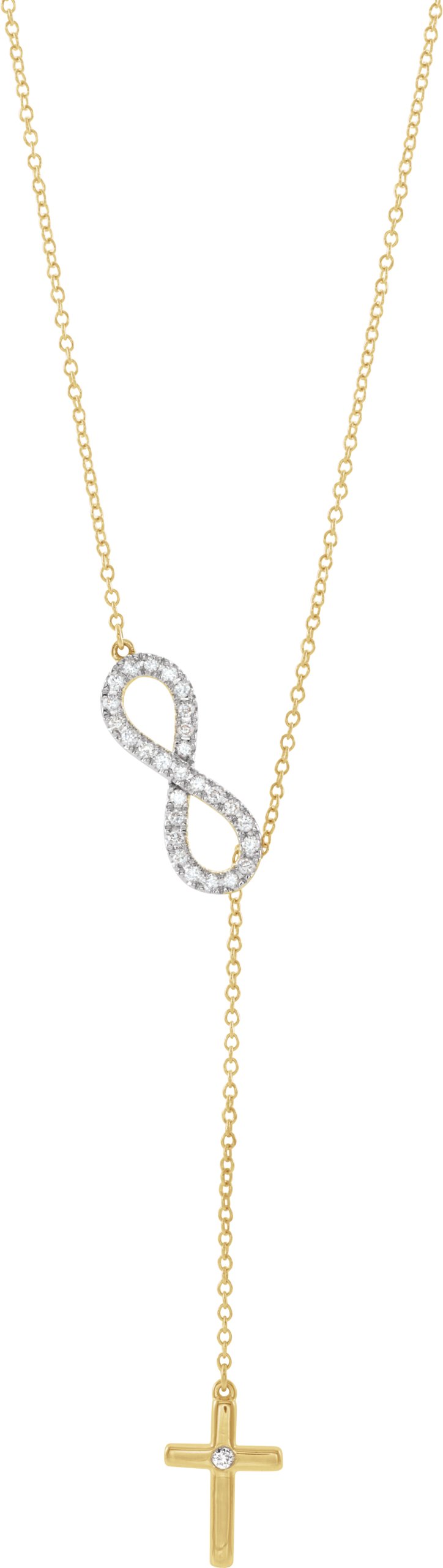 14K Yellow 1/5 CTW Natural Diamond Infinity-Inspired Cross 18" Necklace