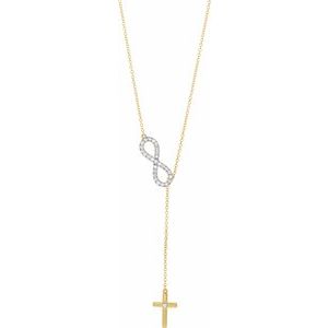 14K Yellow 1/5 CTW Natural Diamond Infinity-Inspired Cross 18" Necklace