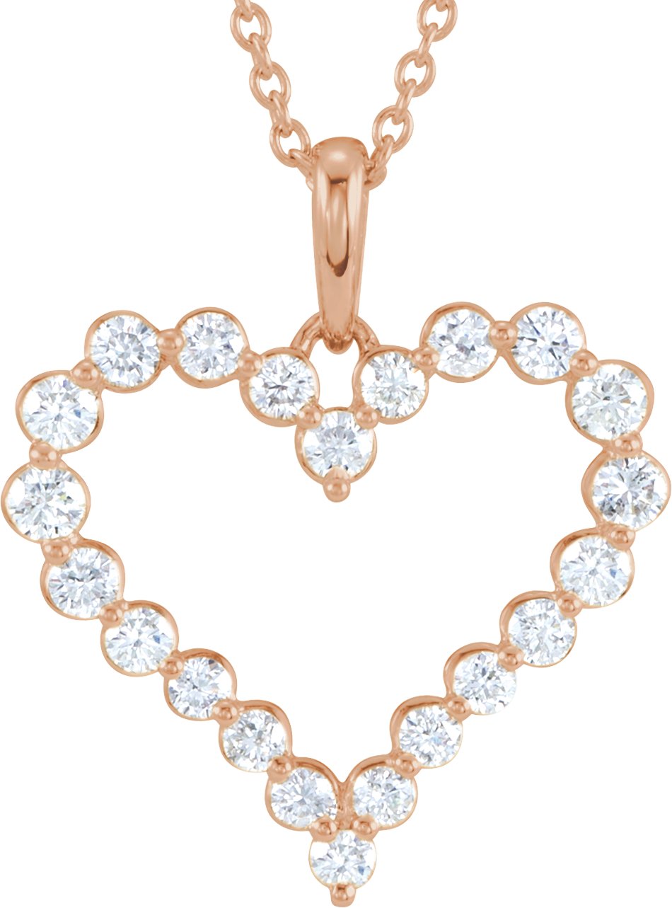 14K Rose 1 CTW Natural Diamond Heart 18 Necklace 