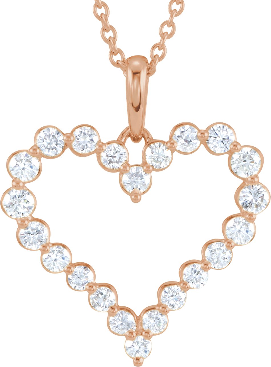 14K Rose Gold Diamond Heart Necklace