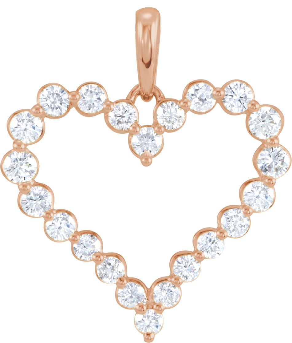 14K Rose 1 CTW Diamond Heart Pendant  