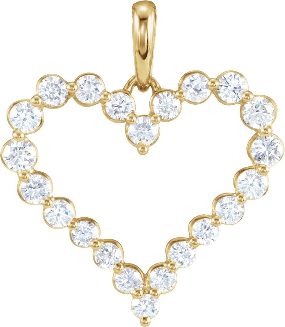 14K Yellow 1 CTW Diamond Heart Pendant  