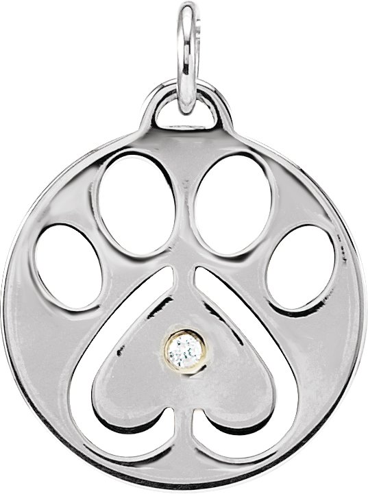 Sterling Silver .02 CT Diamond Our Cause for Paws™  Charm 