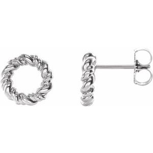 14K White 9.4 mm Circle Rope Earrings