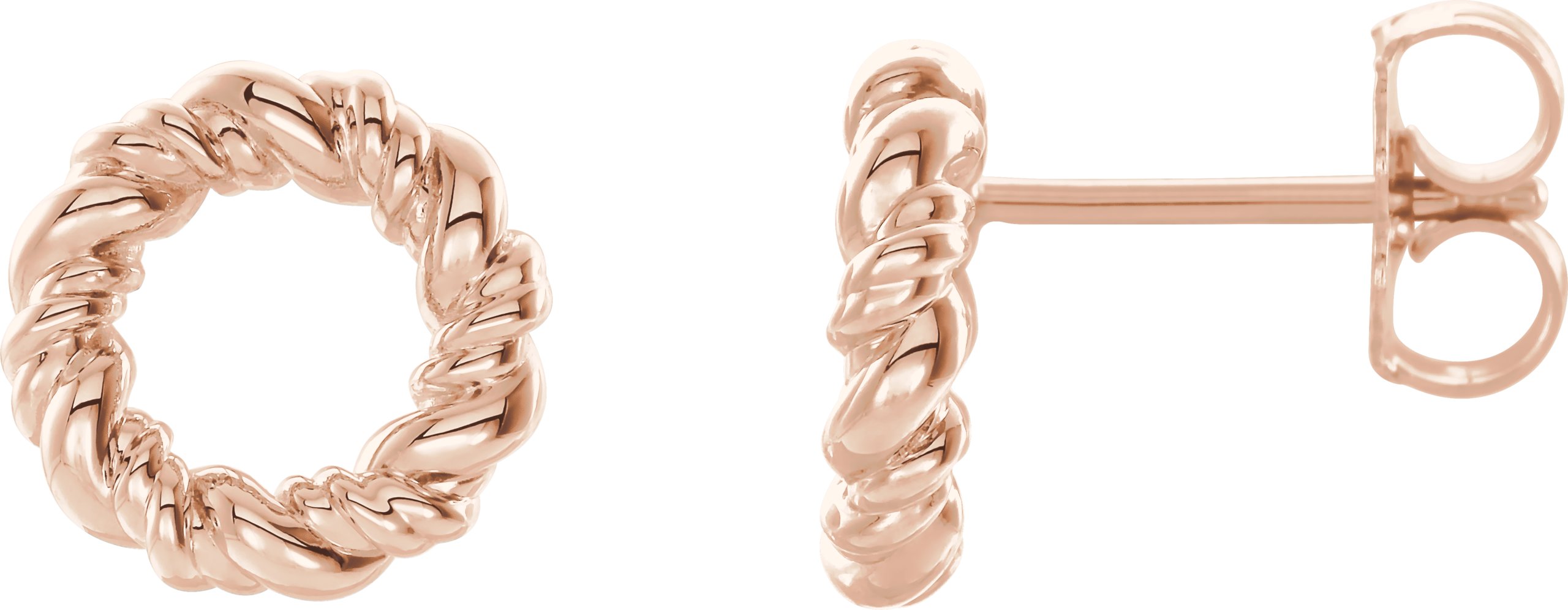 14K Rose 9.4 mm Circle Rope Earrings