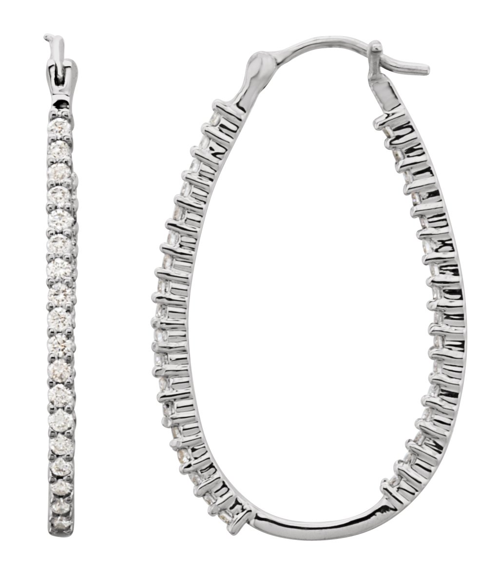 Platinum 1 CTW Natural Diamond Inside-Outside Hoop Earrings