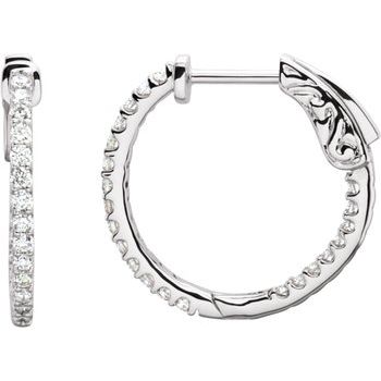 Platinum .50 CTW Diamond Inside Outside 19 mm Hoop Earrings Ref 9311179
