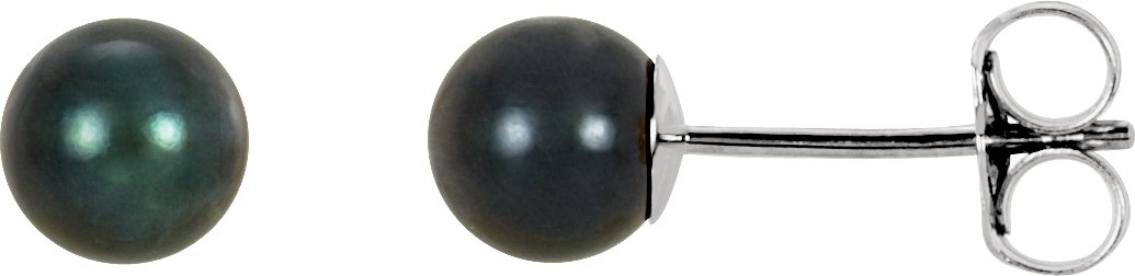 14K White 5 mm Black Akoya Cultured Pearl Earrings Ref. 2684746