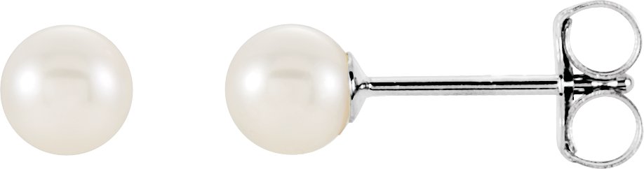 14K White 4 mm White Akoya Cultured Pearl Earrings Ref. 2713587