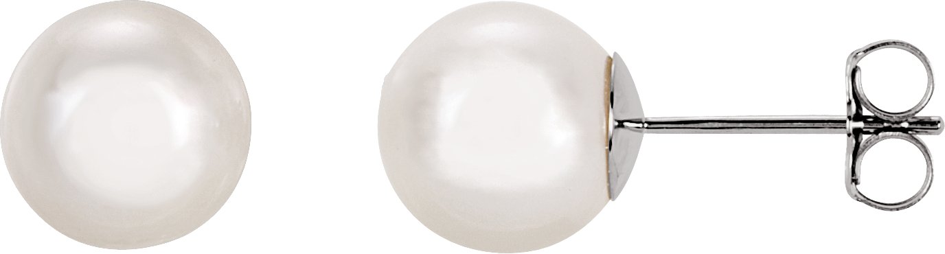 14K White 8 mm White Akoya Cultured Pearl Earrings Ref. 2684698