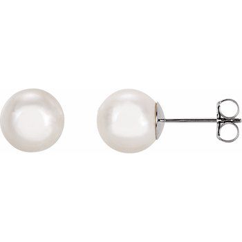14K White 8 mm White Akoya Cultured Pearl Earrings Ref. 2684698