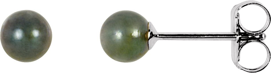 14K White 4 mm Black Akoya Cultured Pearl Earrings Ref. 2713519