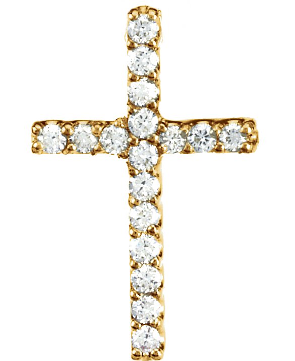 14K Yellow .06 CTW Lab-Grown Diamond Petite Cross Pendant