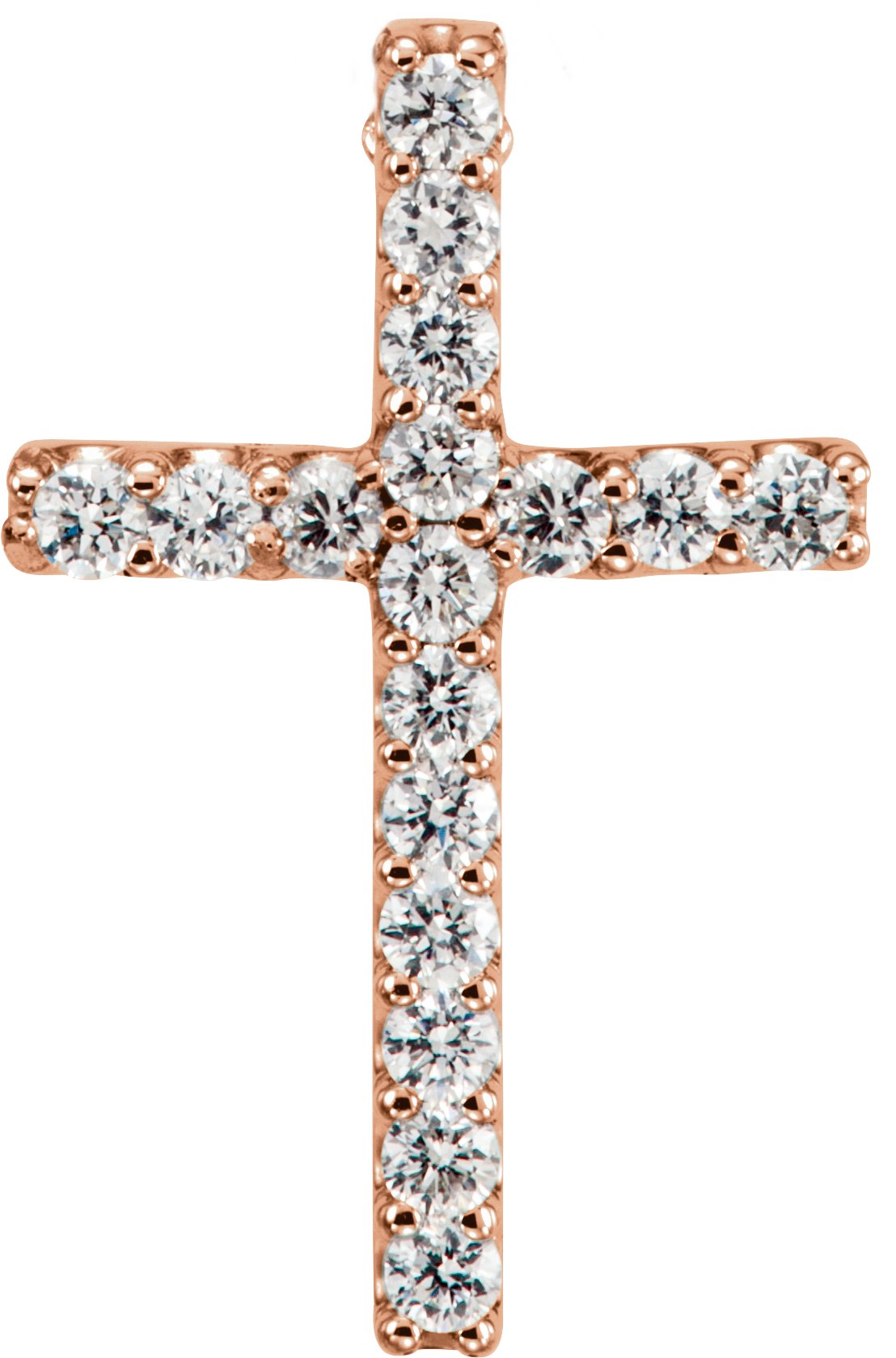 14K Rose .06 CTW Lab-Grown Diamond Petite Cross Pendant