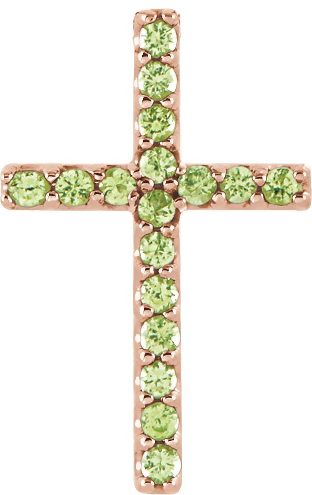 14K Rose Natural Peridot Petite Cross Pendant