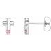 Sterling Silver Natural Pink Tourmaline Cross Earrings