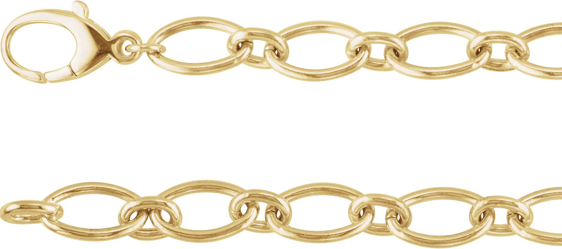 14K Gold Half Paperclip & Half Cable Chain Bracelet
