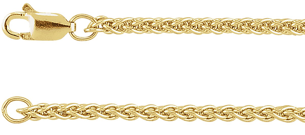 14K Yellow 2.4 mm Wheat 24" Chain