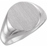18K Palladium White 15 mm Round Signet Ring