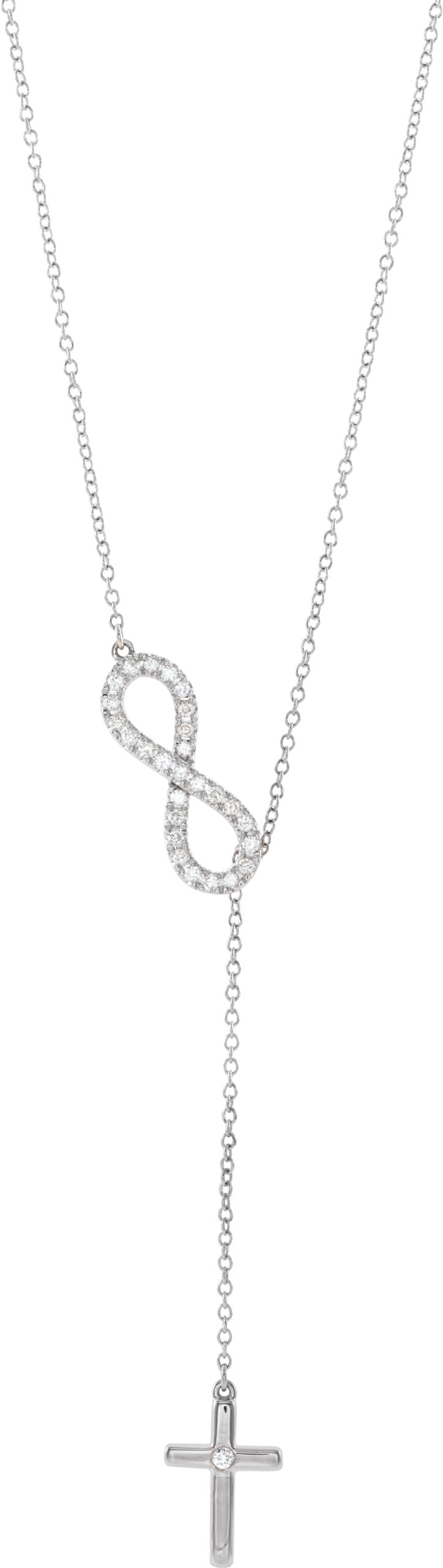 14K White 1/5 CTW Diamond Infinity-Inspired Cross 16-18 Necklace