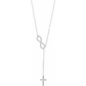 14K White 1/5 CTW Natural Diamond Infinity-Inspired Cross 18" Necklace