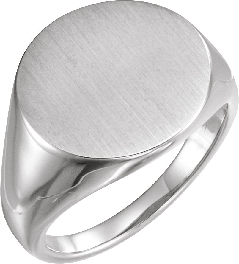 10K White 18 mm Round Signet Ring