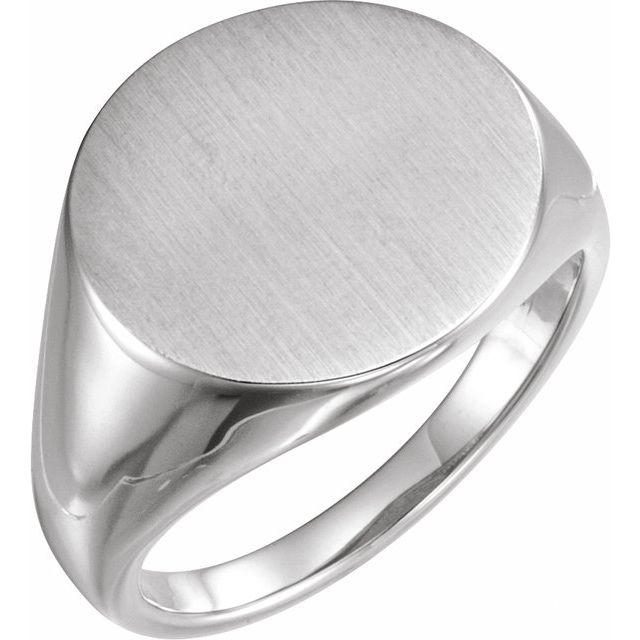 Platinum 18 mm Round Signet Ring