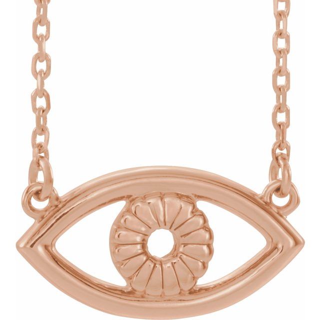 14K Rose Evil Eye 18" Necklace   