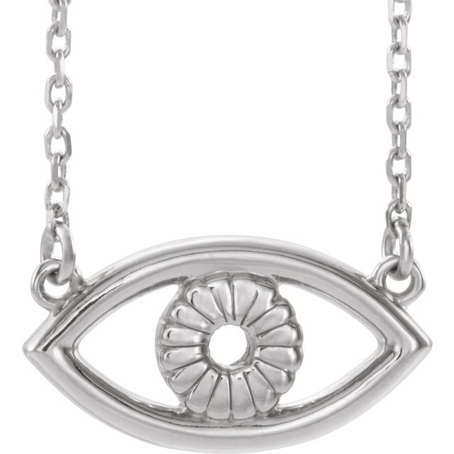 Sterling Silver Evil Eye 18 Necklace   
