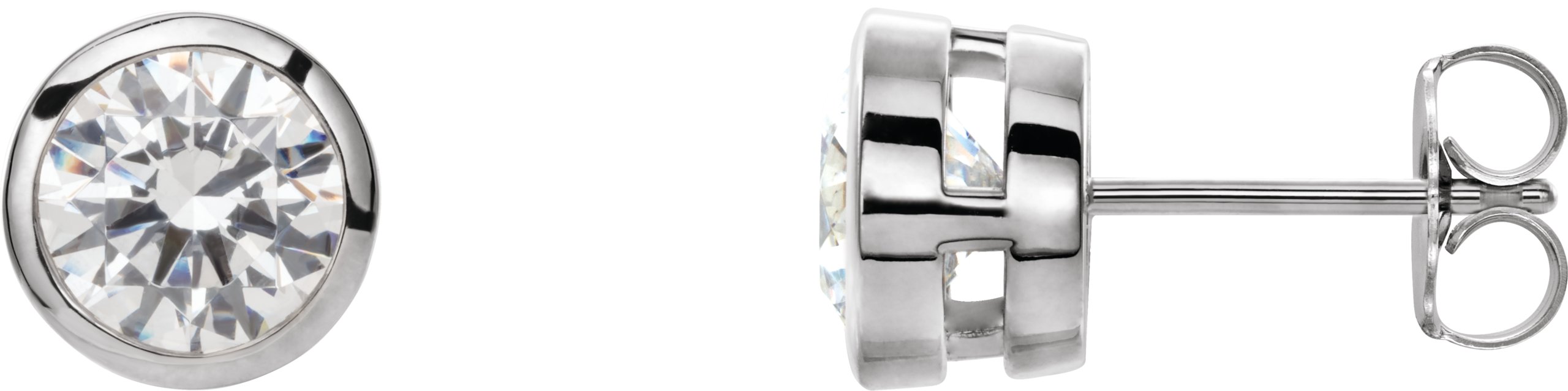 14K White 1 CTW Lab-Grown Diamond Tapered Bezel-Set Stud Earrings
