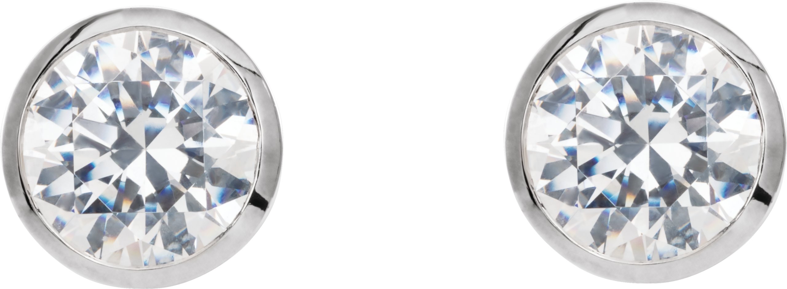 Alternative view of Round Bezel-Set Cocktail-Style Stud Earrings
